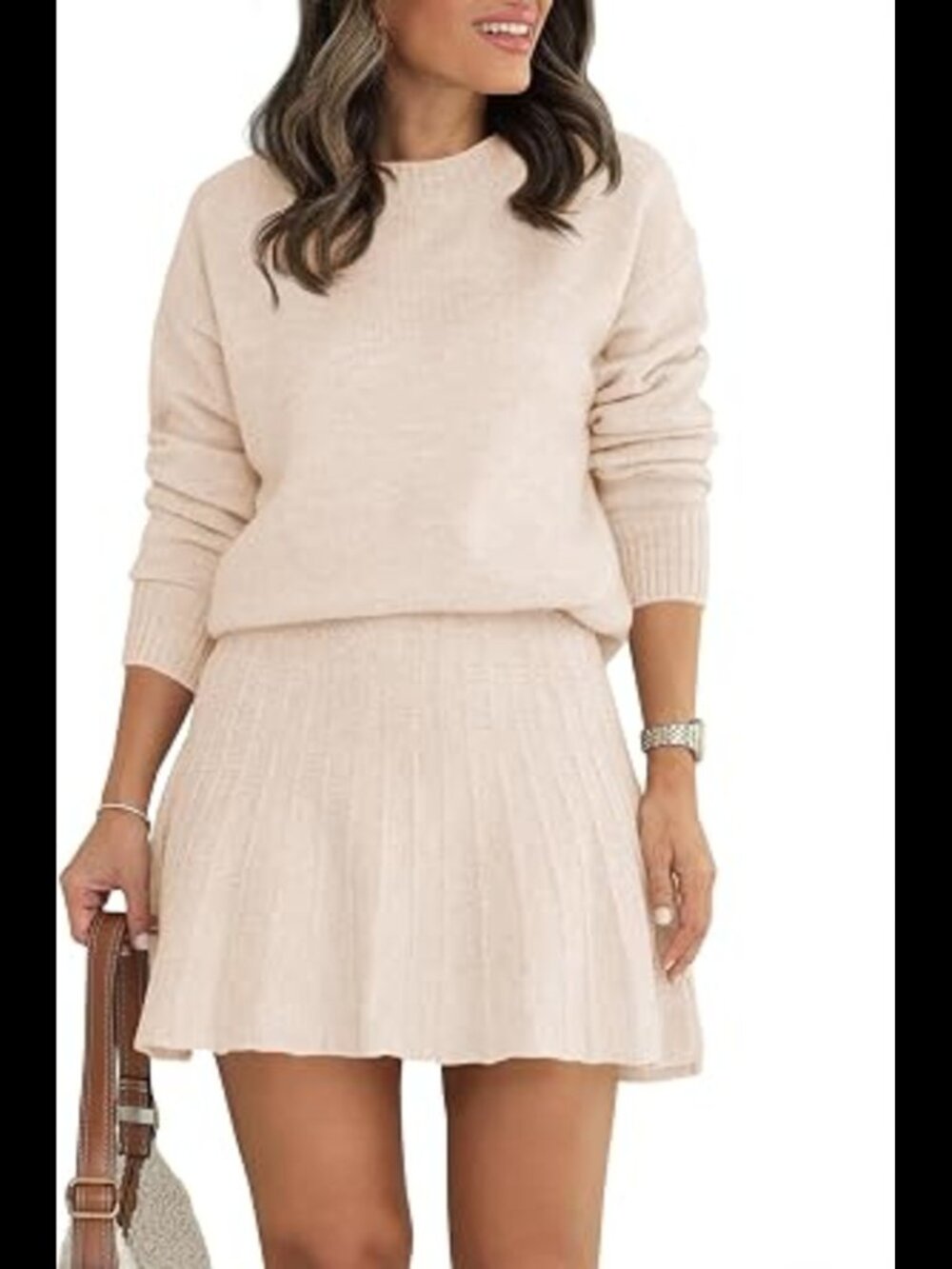 Tankaneo Women's 2 Piece Skirt & Long Sleeve Sweater Knit Set - Brand New